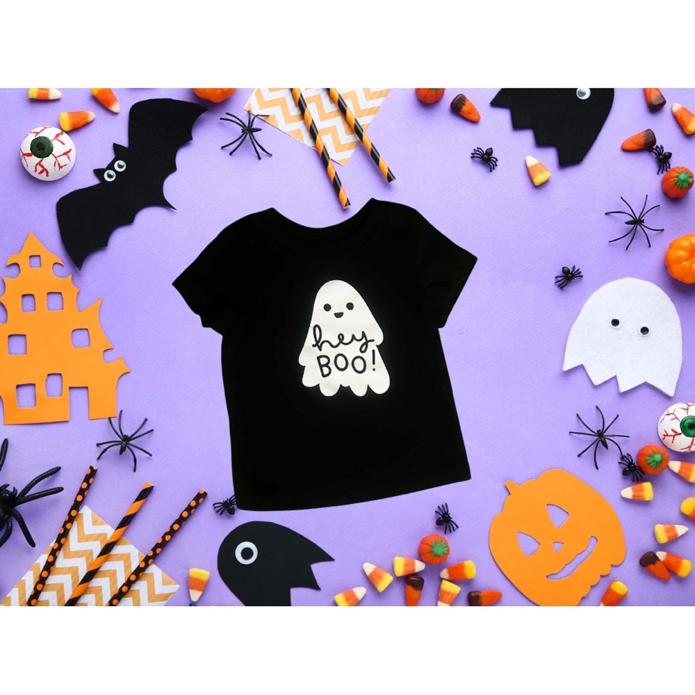 Hey Boo Black Kids Costume T-Shirt